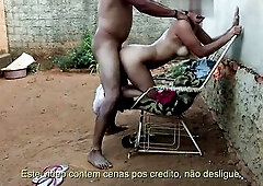 Lustful, amateur pair is screwing in the backyard during the day, in front of a hidden camera