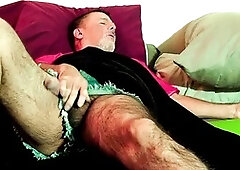 Older guy with a big cock enjoys a solo session and gets off