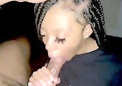 Black hottie oral cum on face and throat