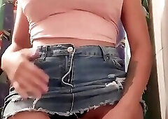 jean skirt pee