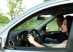 Stacked Aletta Ocean doing driving test