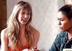 Hot MILF Dana Vespoli fucks teen Ivys tight pussy on the bed