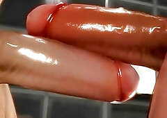 3D Futanari Steamy Shower Sex Skyrim Reverse POV Muscle Girls