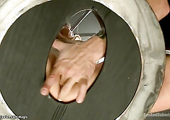 Bound blonde rough whipped & fucked