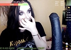 Slender Russian chick stuffs massive ebony sex toy inside her rear