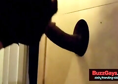 BBC getting sucked at homemade glory hole with CIM 4