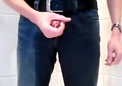 jeans urinate double cum piercing shower