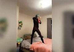 Girl transsexual has toke then shows off fresh pants !!