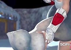 Steamy extraterrestrial encounter on the exoplanet! A sexy alien gets drilled by a spacewoman in a spacesuit with a strap-on