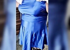My Fresh Blue Satin Costume, Fitted and Hawt