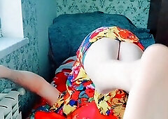 Shemale crossdresser kitty gets off while having a solo cum session