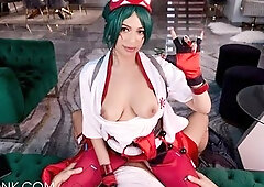 VR Conk: Busty Kiriko From Overwatch Video Game Fucks Anally With A Fan In Cosplay Parody pt.1