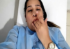 Colombian gynecologist gives a very personal exam with gentle teasing touches