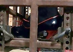 Pretty young gal caged and punished by master BDSM movie