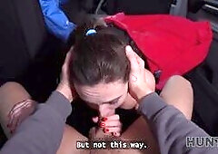 Hot athlete was picked up on the street and fucked in front of her BF in stranger's car