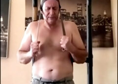 Grandpa Alex Art getting off at the gym with some solo stroking action