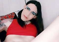 Femboy sissy enjoys some playtime in chastity