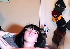 Cute curly brunette solo webcam masturbation