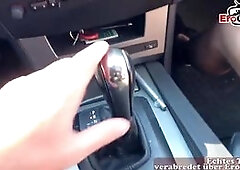 German Milf hitchhiker picked up for car and outdoor fuck date