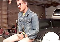 Extreme beating off in the garage