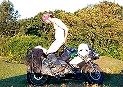 Motorbike, huge dildo