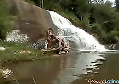 Latino Threesome in Paradise Falls