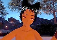 Solo Latino guy Cookiemanor getting off by the warm fire in VR