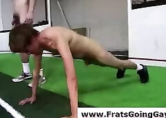 Straight teen sucks cock in gay college fraternity games