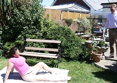 BBW Eva Jayne is fucking with her neighbor outdoor