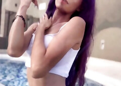 #ginger #slim #pool #whitetshirt #swimming #cooldown #sensual