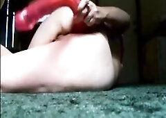 Grandma masturbating twat and butthole with lengthy sex-toy