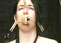 Busty brunette submissive girl get punished by chubby older dominatrix