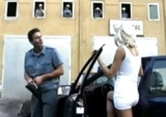 Monika Bella offered her pussy and throat to horny guys from a local fire station