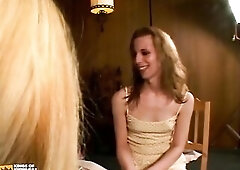 Hawt t-girl gets her butt drilled by a hawt golden-haired with a large ding-dong on the couch