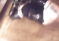 Latex Bound Shemale and Cum Guzlling