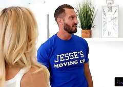 PUREMATURE Lonely Cougar Lets Mover Plow Her Box After Moving Boxes All Day - Brandi Love