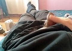 Muscular man with a big cock gets a handjob in hardcore action