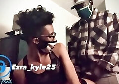 Ebony crossdresser Femboy Ezra_Kyle25 gets fucked in lingerie by hunky DL BBC Muscle Daddy
