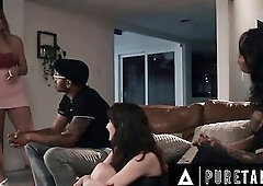 Brunette hair Gets Tricked Into Odd 4-Some