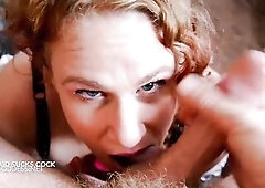 Our German biggest melons barmaid puts down the beers to give a customers large dong a blow job to completion