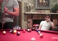 Slutty Twink Interrupts Pool Game To Take Two Big Cocks
