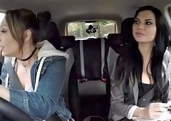 Teen driving student licks busty examiner