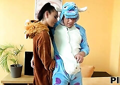 PIE4K. Beauty trimmed pussy filled with cum by depressed man in pajama