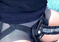 strap on damsel with plaything cooter