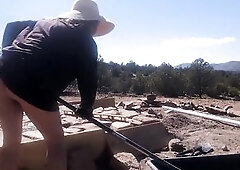 Watch a glimpse of this 54 year old mother I'd like to fuck as that babe starts to make the floor of an off grid bathhouse. I've gathered gr