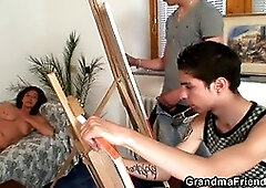 Two horny dudes fuck old bitch