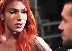 Tbabe Aspen Brooks strokes shecock while sucking Dantes cock