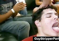Male stripper shoots load of cum on boy during stripper party