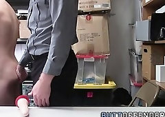 Gay thief swallows cum