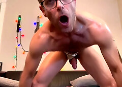 Hot Guy Jerks His Dick While Covered In Oil